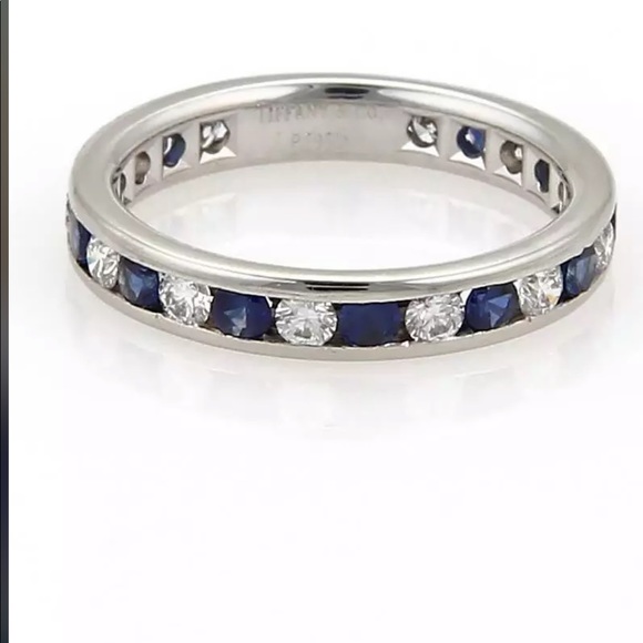 Auth Tiffany & Co Sapphire diamond eternity band - Picture 2 of 11